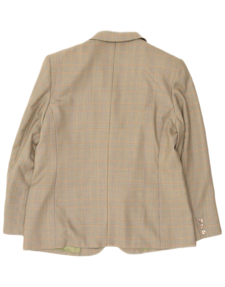 Giacca blazer vintage da donna a 2 bottoni IT 45 grande lana pied de poule grigia