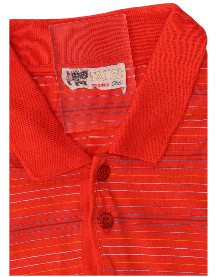VINTAGE Mens Polo Shirt Medium Red Striped