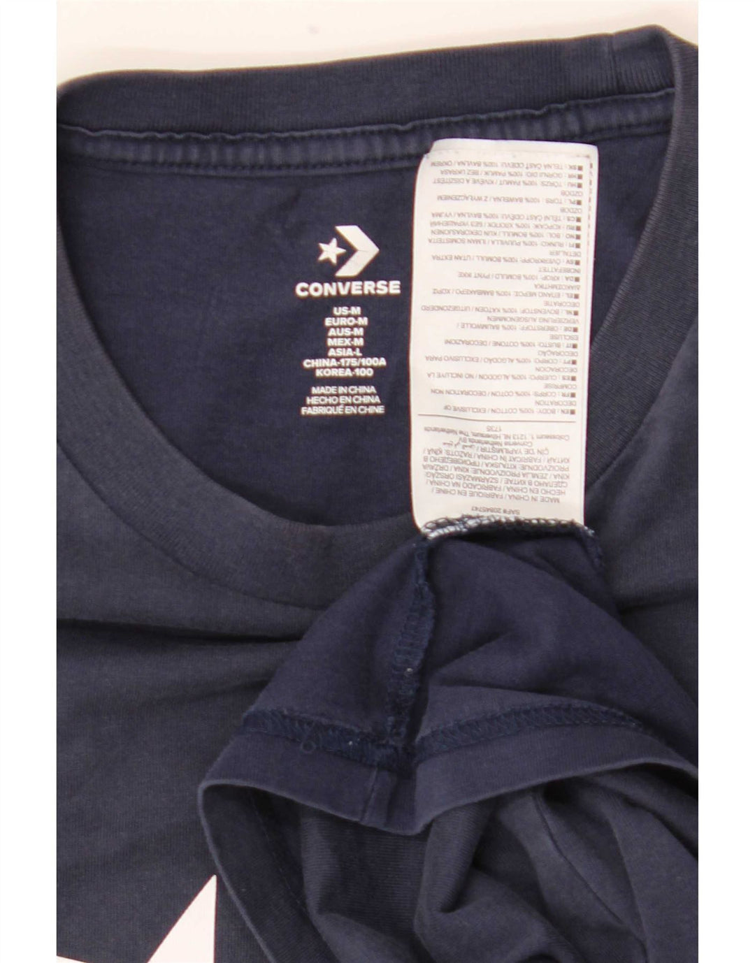 T-shirt grafica da uomo Converse Top in cotone blu navy medio