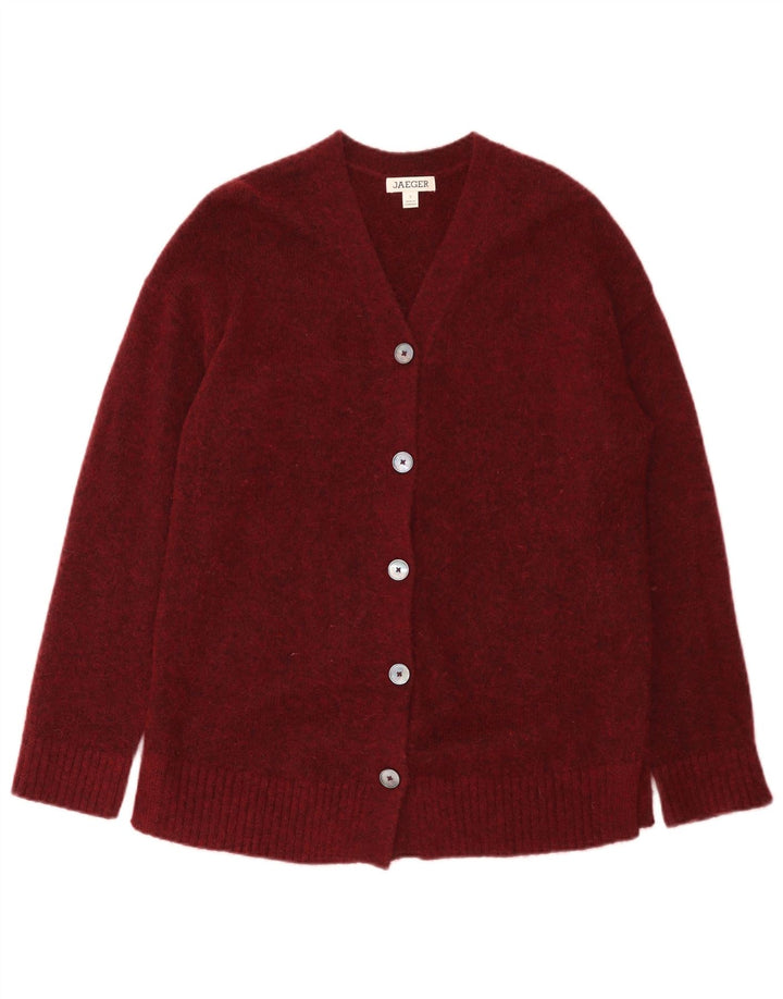Maglione cardigan da donna Jaeger UK 10 piccolo bordeaux in poliammide
