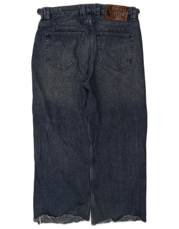 Jeans larghi con grafica vintage da donna grandi W34 L26 in cotone blu