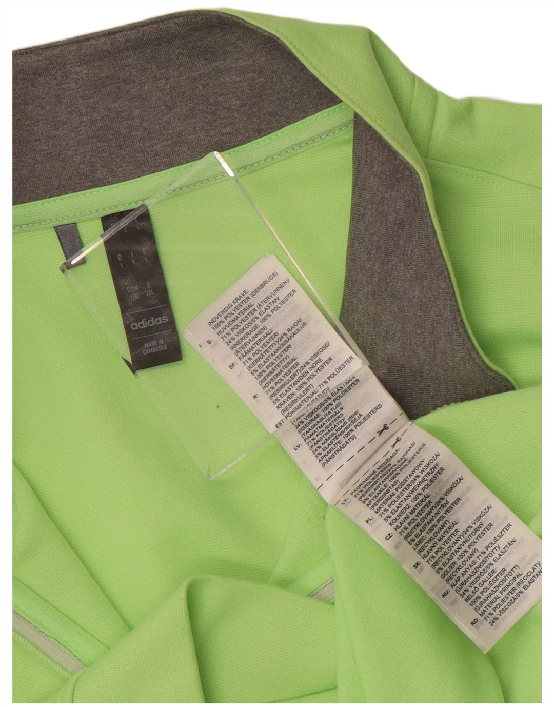 Adidas Uomo Zip Neck Pullover Tuta Top Large Verde Poliestere