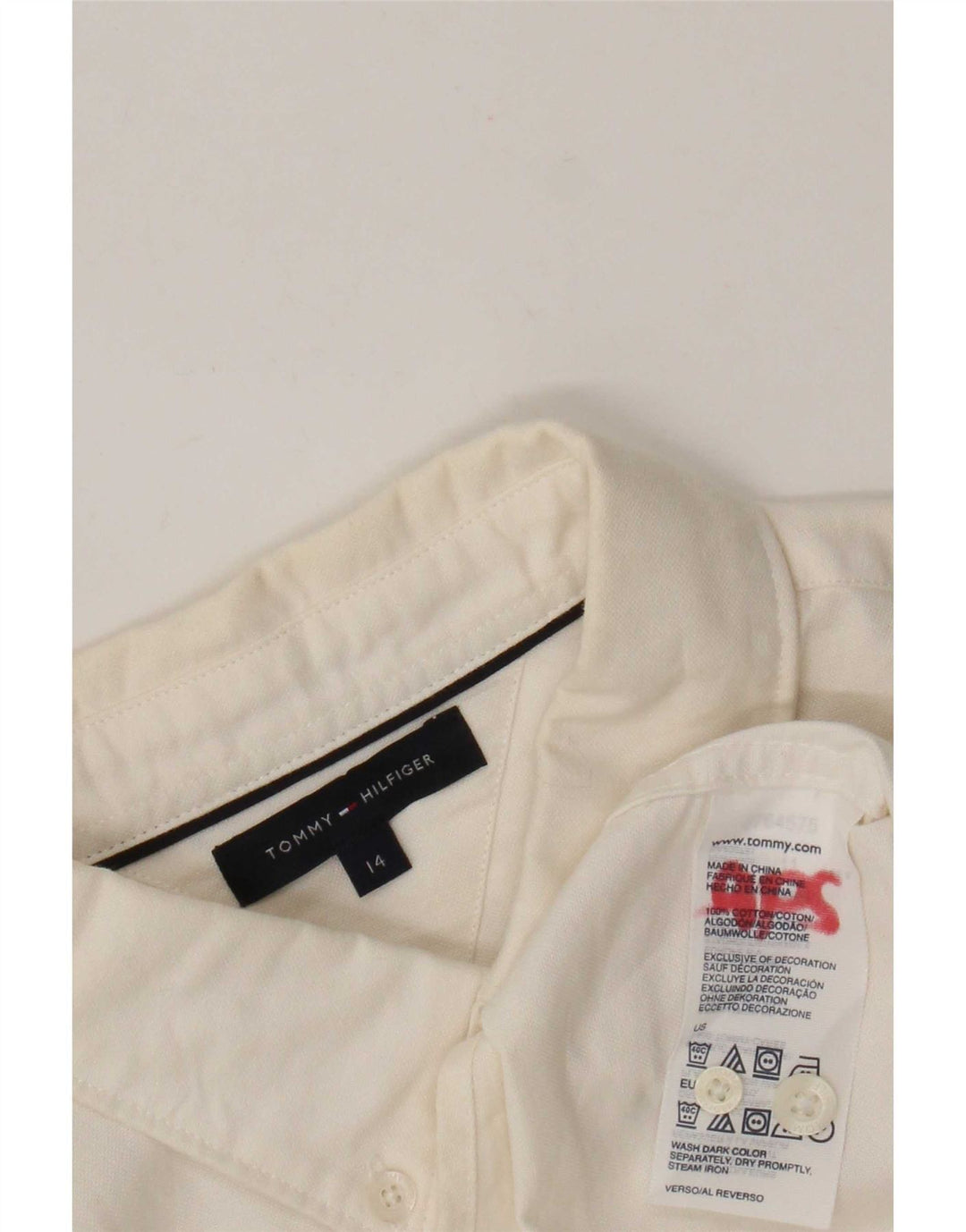 Camicia Tommy Hilfiger per ragazzi 13-14 anni in cotone bianco sporco