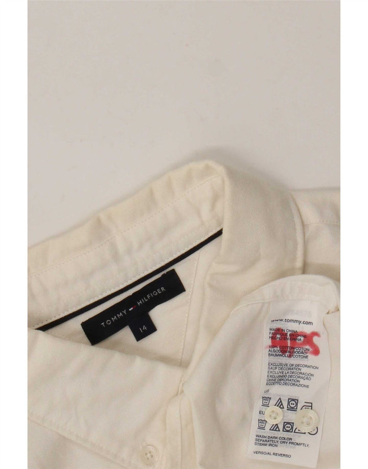 Camicia Tommy Hilfiger per ragazzi 13-14 anni in cotone bianco sporco