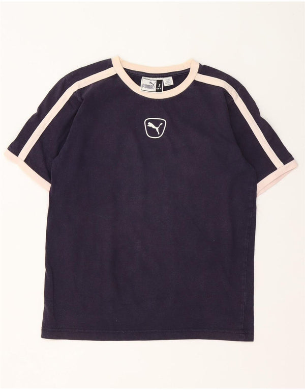 T-shirt da donna Puma UK 10 Small Blu navy in cotone color block