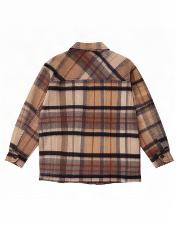 Camicia in flanella oversize Shacket da donna Zara UK 10 Piccolo acrilico scozzese beige
