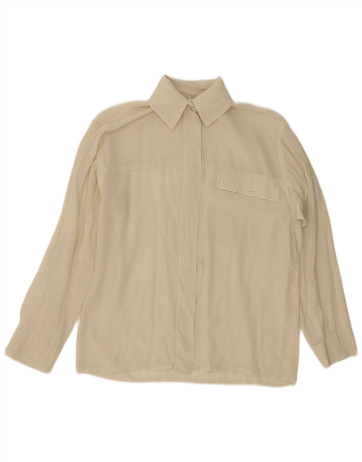 Camicetta camicia vintage da donna UK 12 Beige medio