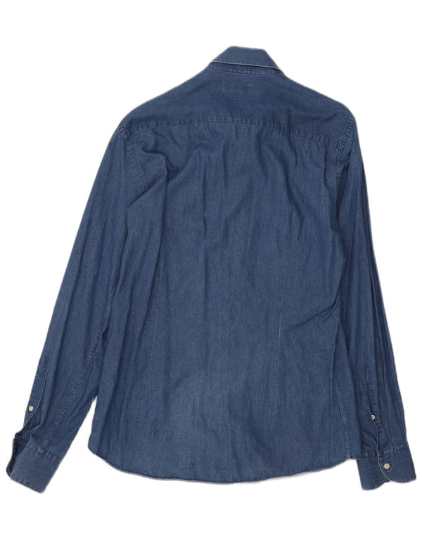 Camicia in denim da uomo Fay taglia 40 15 3/4 cotone blu medio