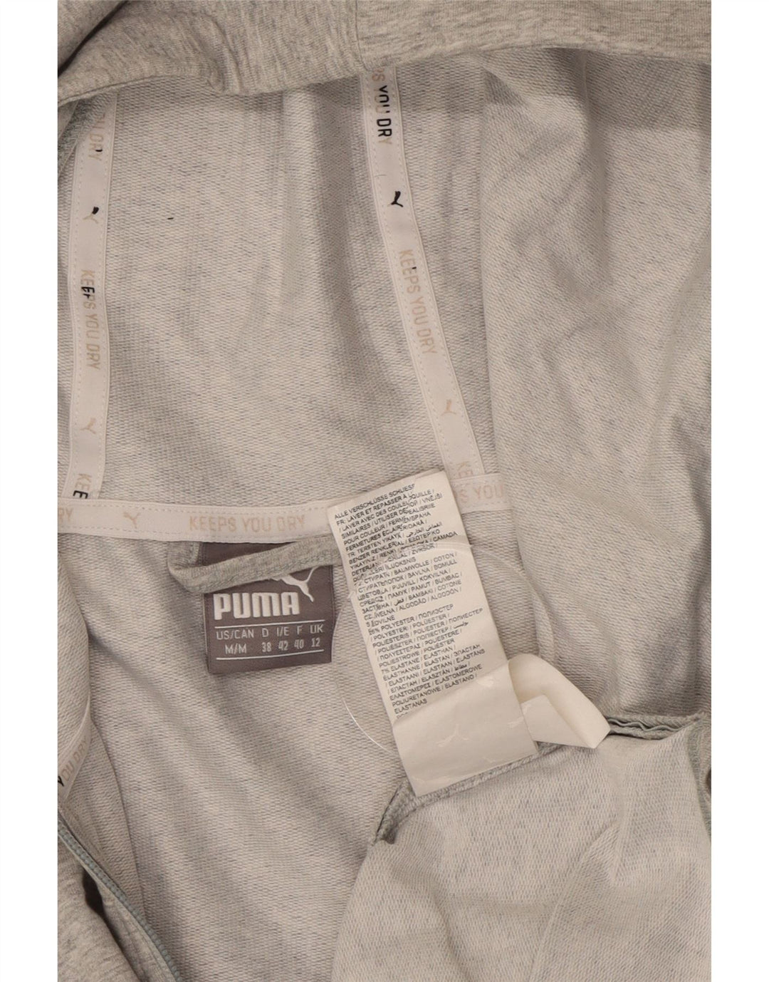 Felpa con cappuccio e zip grafica PUMA da donna UK 12 Cotone grigio medio