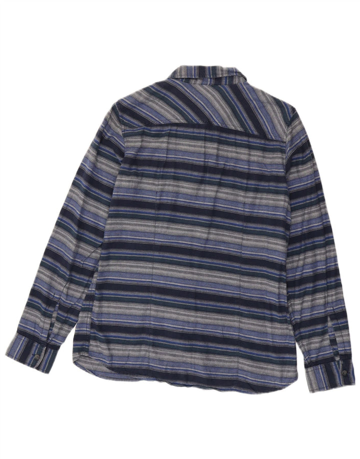 Camicia in flanella da donna EDDIE BAUER UK 14 medio a righe blu navy