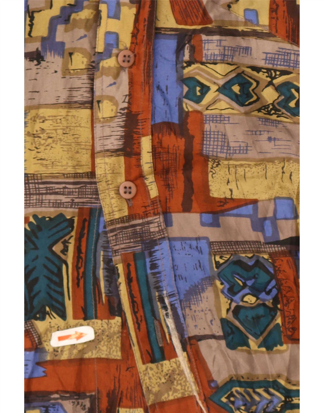 Camicia vintage da uomo a maniche corte grande seta patchwork multicolore
