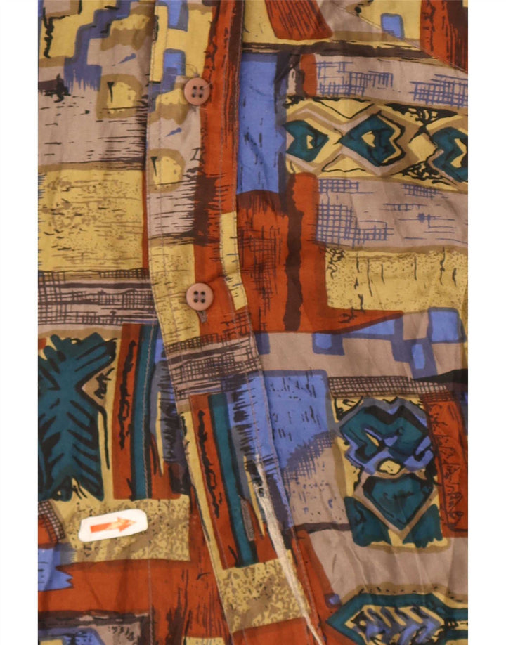 Camicia vintage da uomo a maniche corte grande seta patchwork multicolore
