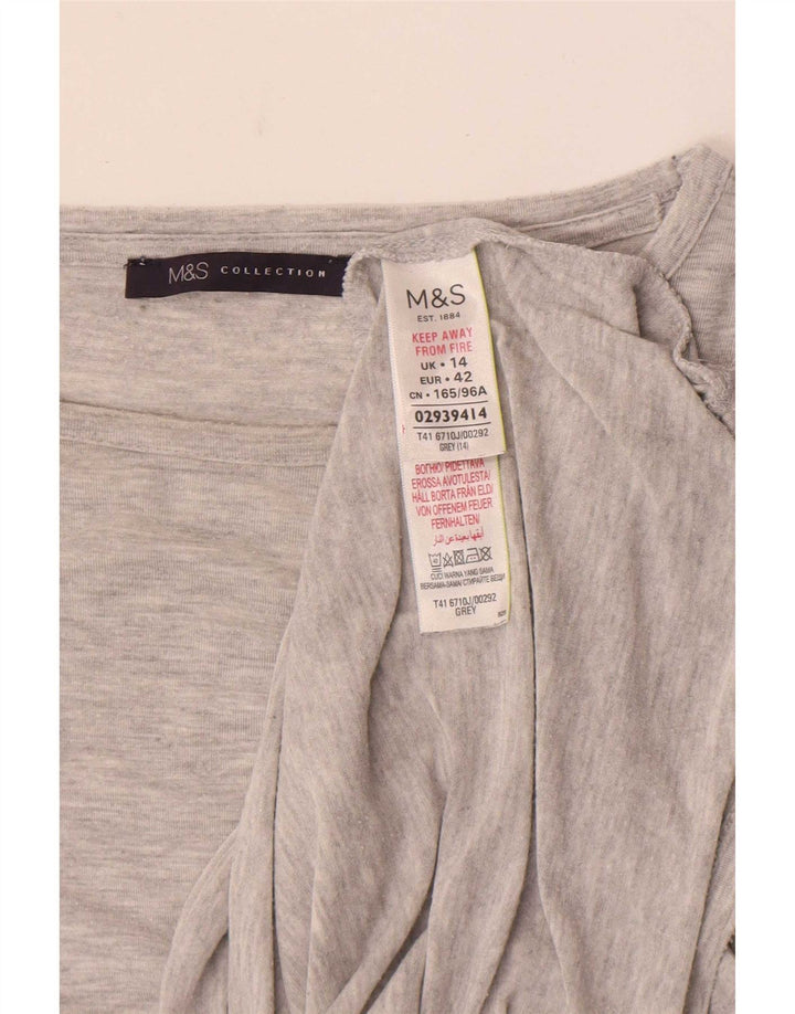 Top manica lunga da donna Marks & Spencer UK 14 grigio medio modal