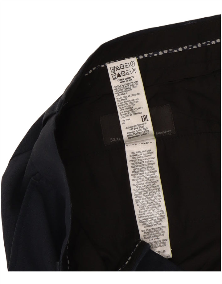 Pantaloni da abito dritti su misura da uomo Marks & Spencer W32 L35 Blu Navy