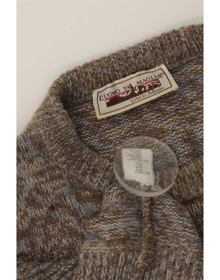 Canotta vintage da uomo Canotta XS in lana screziata grigia