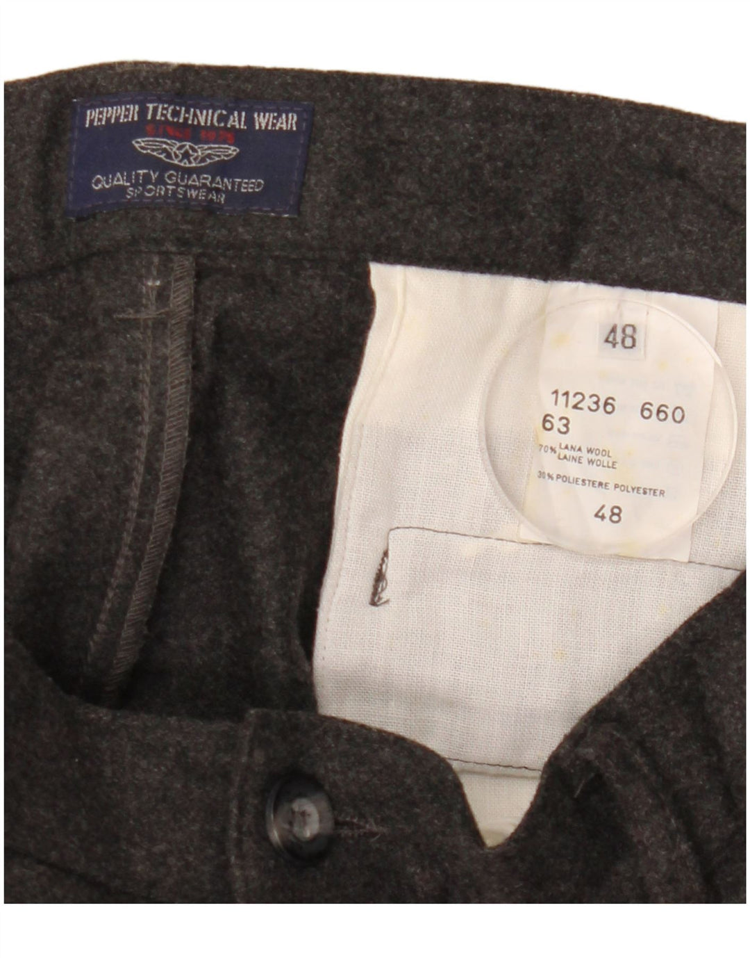 Pantaloni casual vintage da uomo con pepped IT 48 Medium W30 L31 Lana grigia