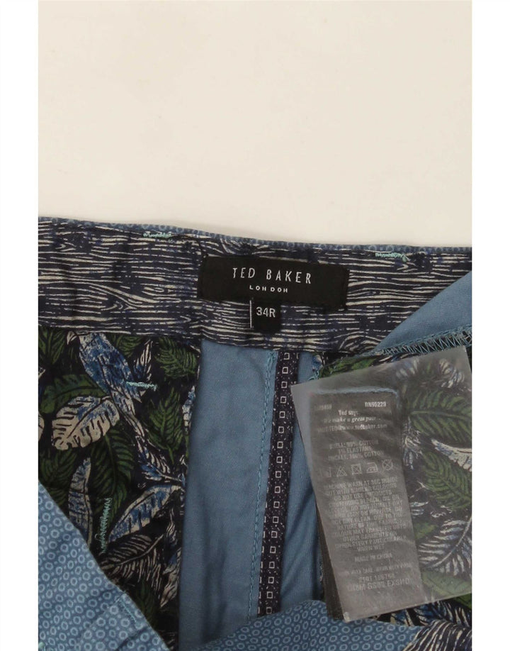 Pantaloncini chino da uomo Ted Baker W34 grande cotone geometrico blu