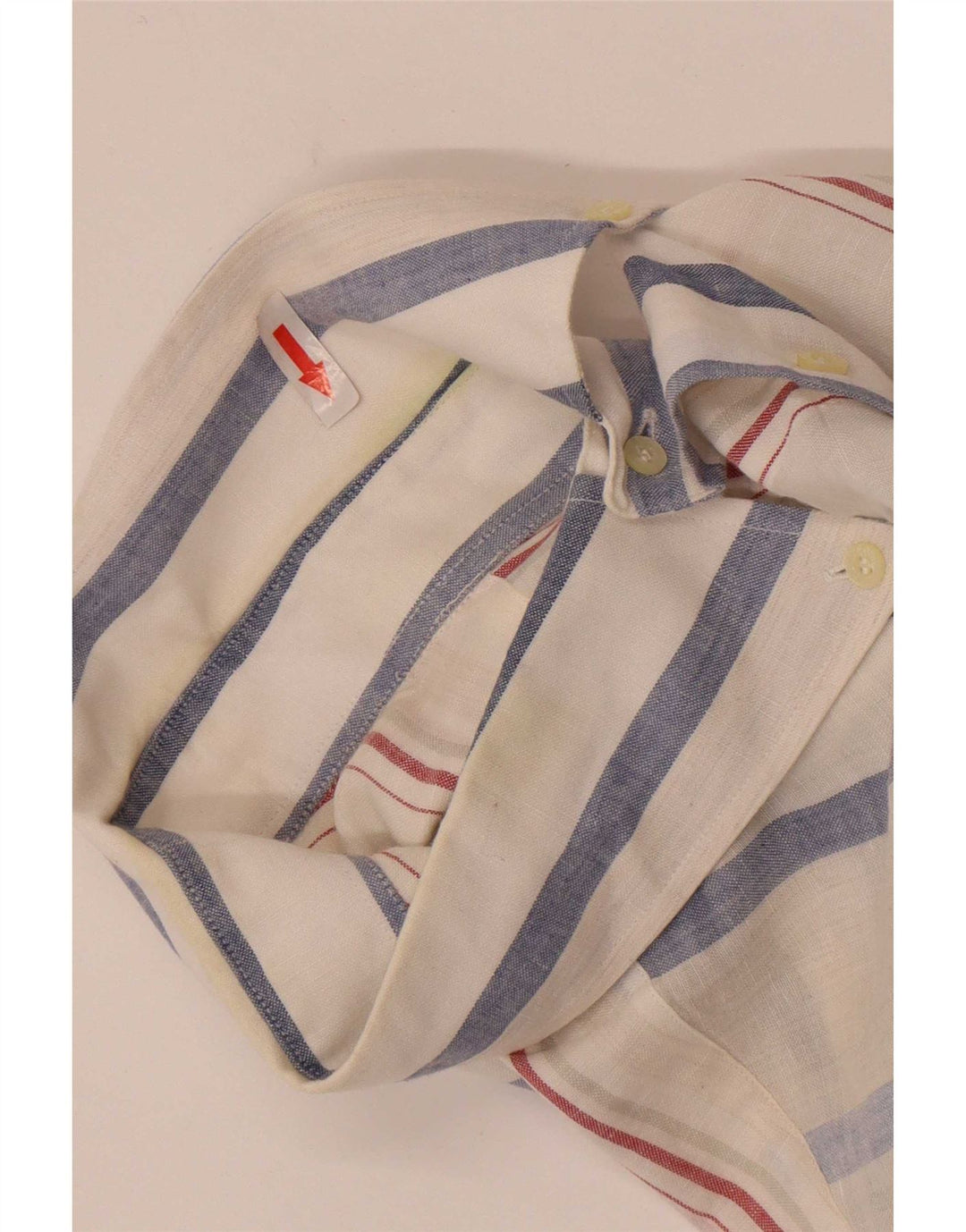 Camicia a maniche corte da uomo Lacoste taglia 42 grande lino a righe bianche