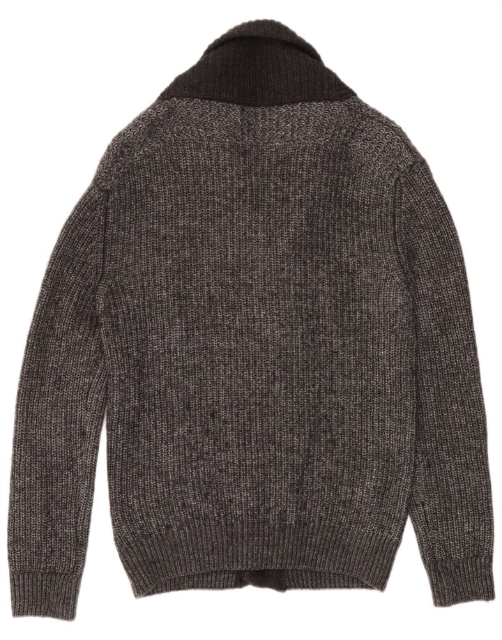 Maglione cardigan da uomo Zara grande acrilico chiazzato grigio