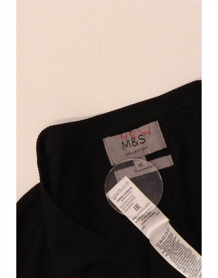 Maglione maglione con scollo a V da uomo Marks & Spencer XL acrilico nero
