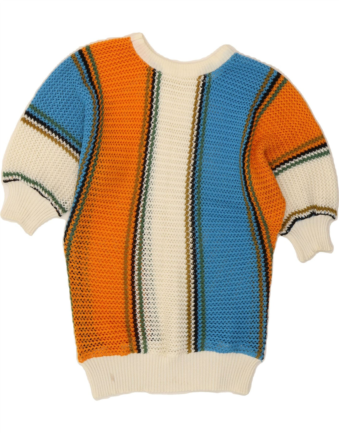 VINTAGE Womens Crew Neck Jumper Sweater UK 12 Medium Multicoloured Striped Vintage Vintage and Second-Hand Vintage from Messina Hembry 