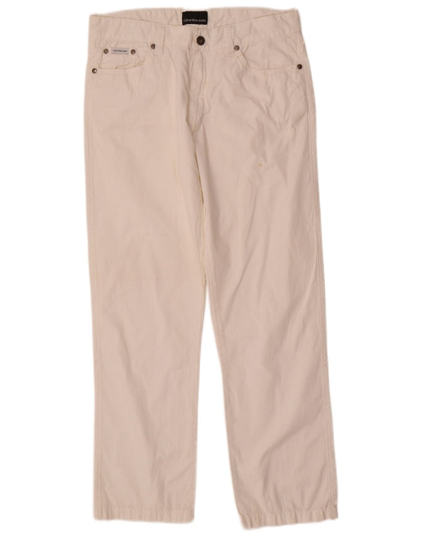 Pantaloni casual dritti da uomo Calvin Klein W30 L29 cotone bianco