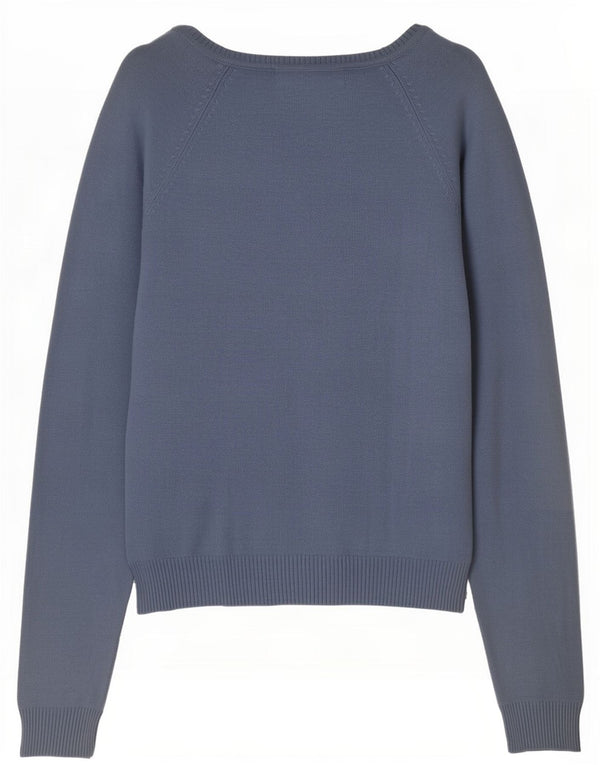 Maglione da donna con scollo a V Zara UK 12 Cotone blu medio