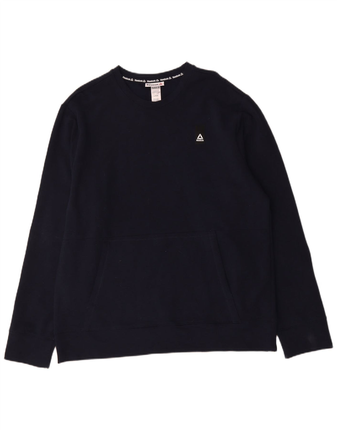 Felpa Reebok da uomo, maglione grande, in cotone blu navy
