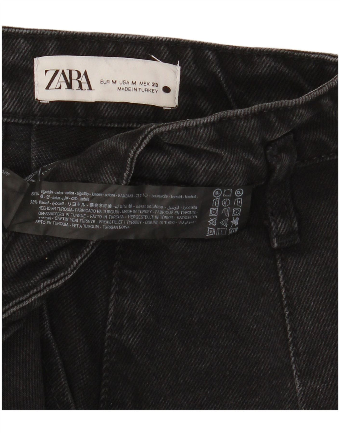Mini gonna di jeans Zara da donna media W32 in cotone nero