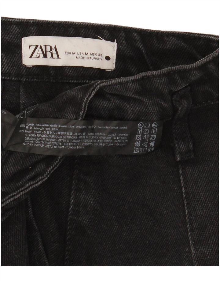 Mini gonna di jeans Zara da donna media W32 in cotone nero