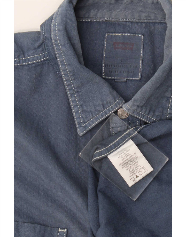 Camicia di jeans da uomo Levi's Large in cotone blu navy