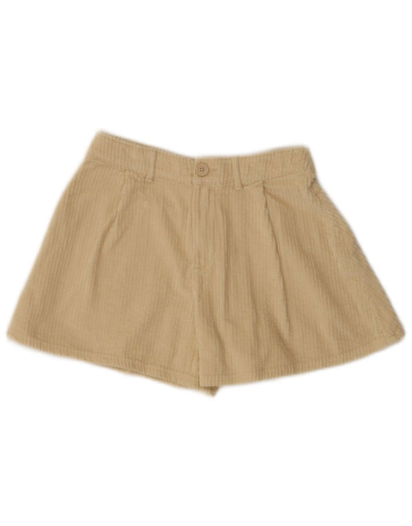 Pantaloncini di velluto a coste a vita alta da bambina Benetton 10-11 XL anni W26 Cotone Beige