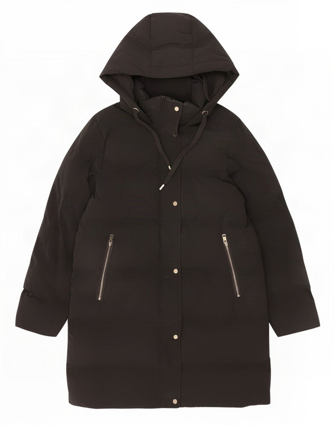 Cappotto imbottito con cappuccio da donna Zara UK 14 poliestere nero medio
