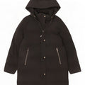 Cappotto imbottito con cappuccio da donna Zara UK 14 poliestere nero medio