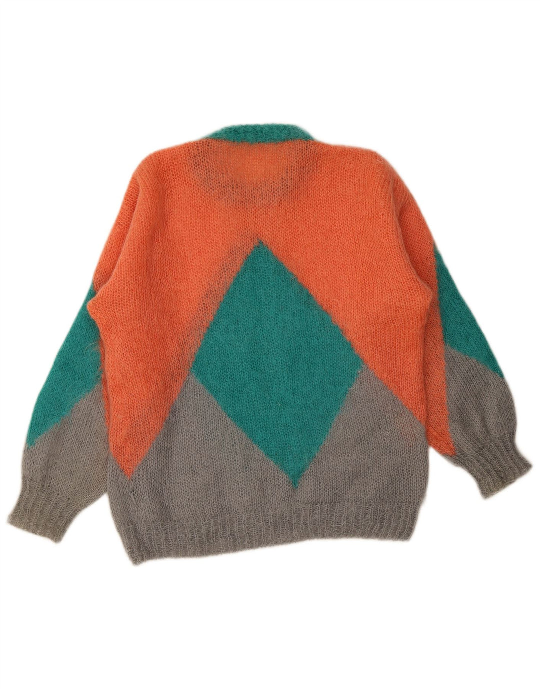Maglione maglione girocollo da donna vintage XL multicolore geometrico