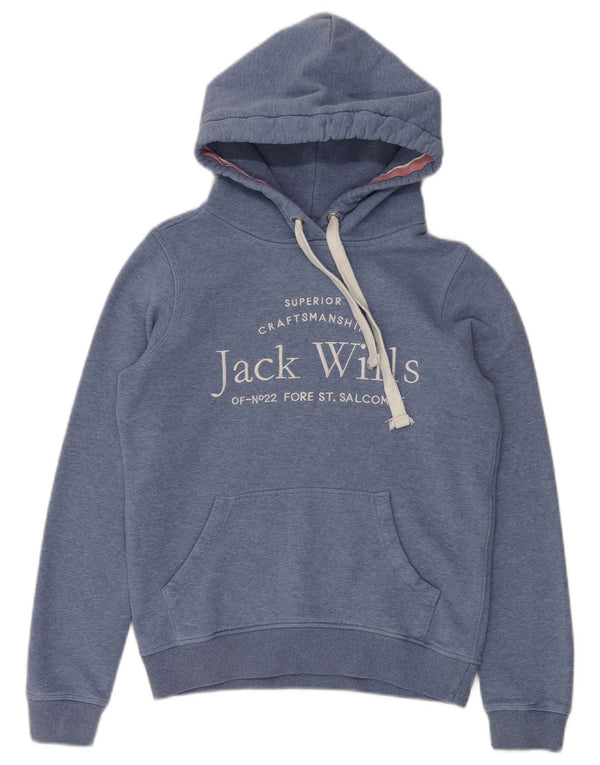 Maglione con cappuccio grafico da donna Jack Wills UK 6 XS cotone screziato blu