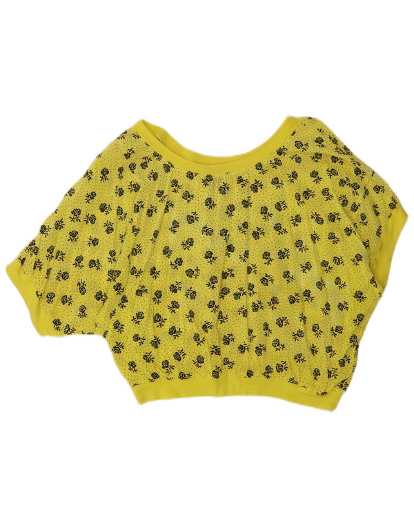 La Maison Blu Womens Crop Oversized Blouse Top UK 10 Small Yellow Floral