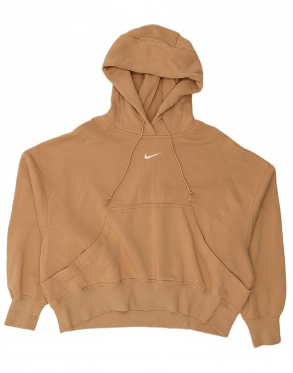 Felpa con cappuccio oversize da donna Nike UK 10 piccola in cotone beige