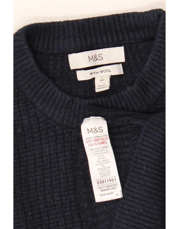 Maglione maglione girocollo da donna Marks & Spencer UK 16 grande blu navy