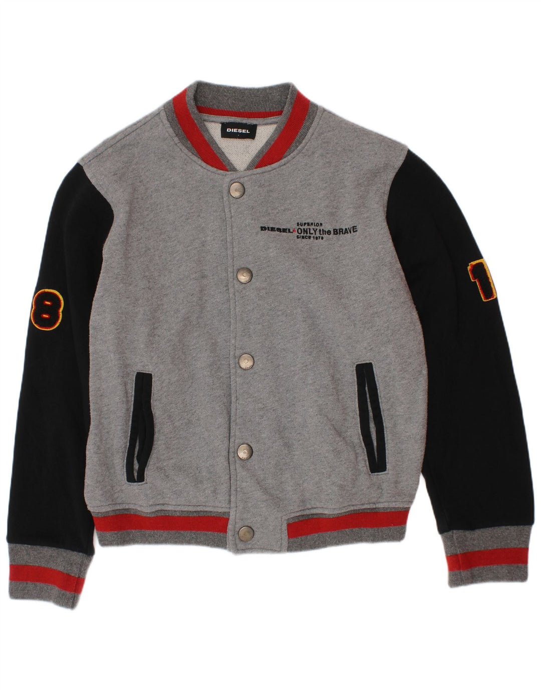 Giacca college grafica per ragazzi Diesel 7-8 anni Colorblock grigio