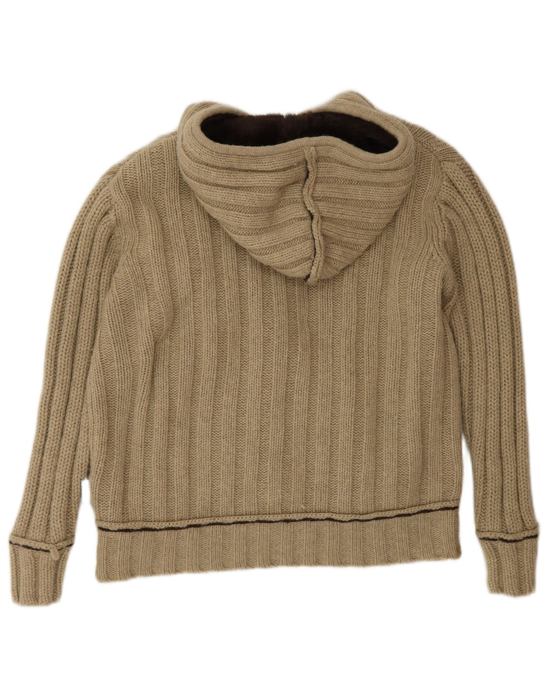 Maglione cardigan con cappuccio da donna Fat Face UK 14 Lana d'agnello beige medio