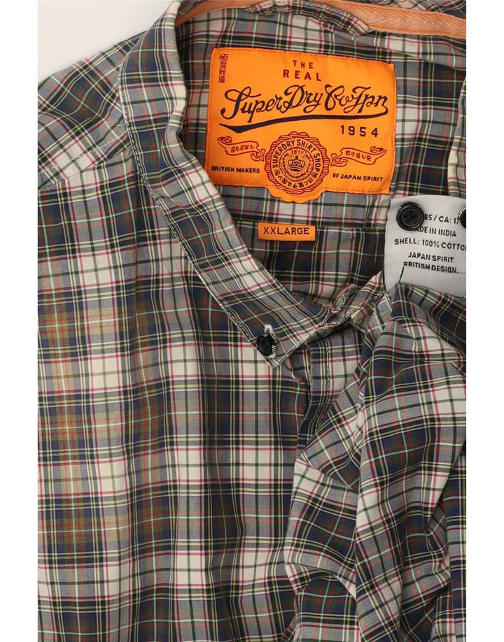 Camicia da uomo Superdry 2XL in cotone a quadri blu navy