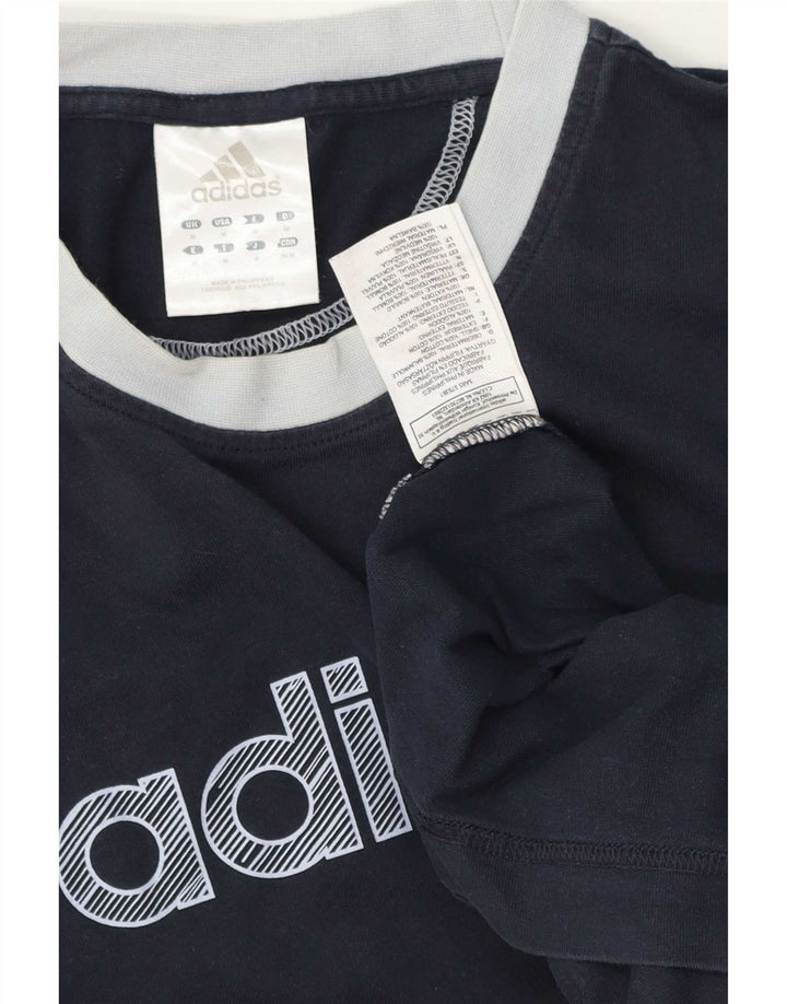 T-shirt grafica da uomo Adidas Top in cotone blu navy medio