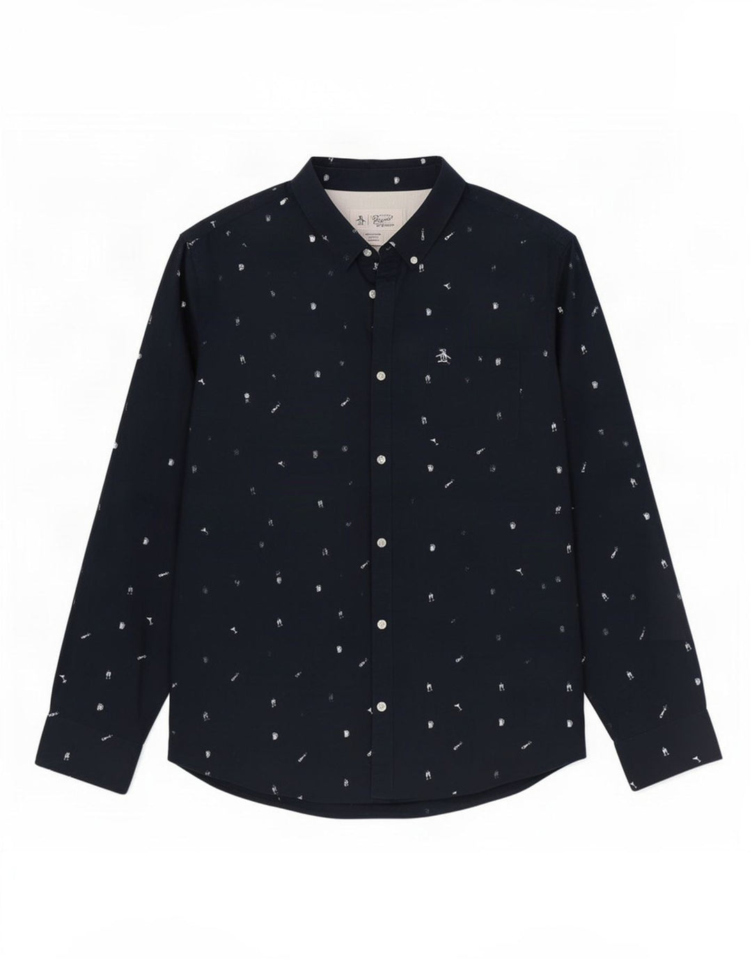 Camicia da uomo con motivo astratto Penguin 2XL in cotone blu navy