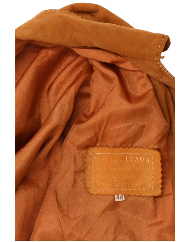 Giubbotto bomber da donna in pelle scamosciata VINTAGE IT 46 Large in pelle marrone