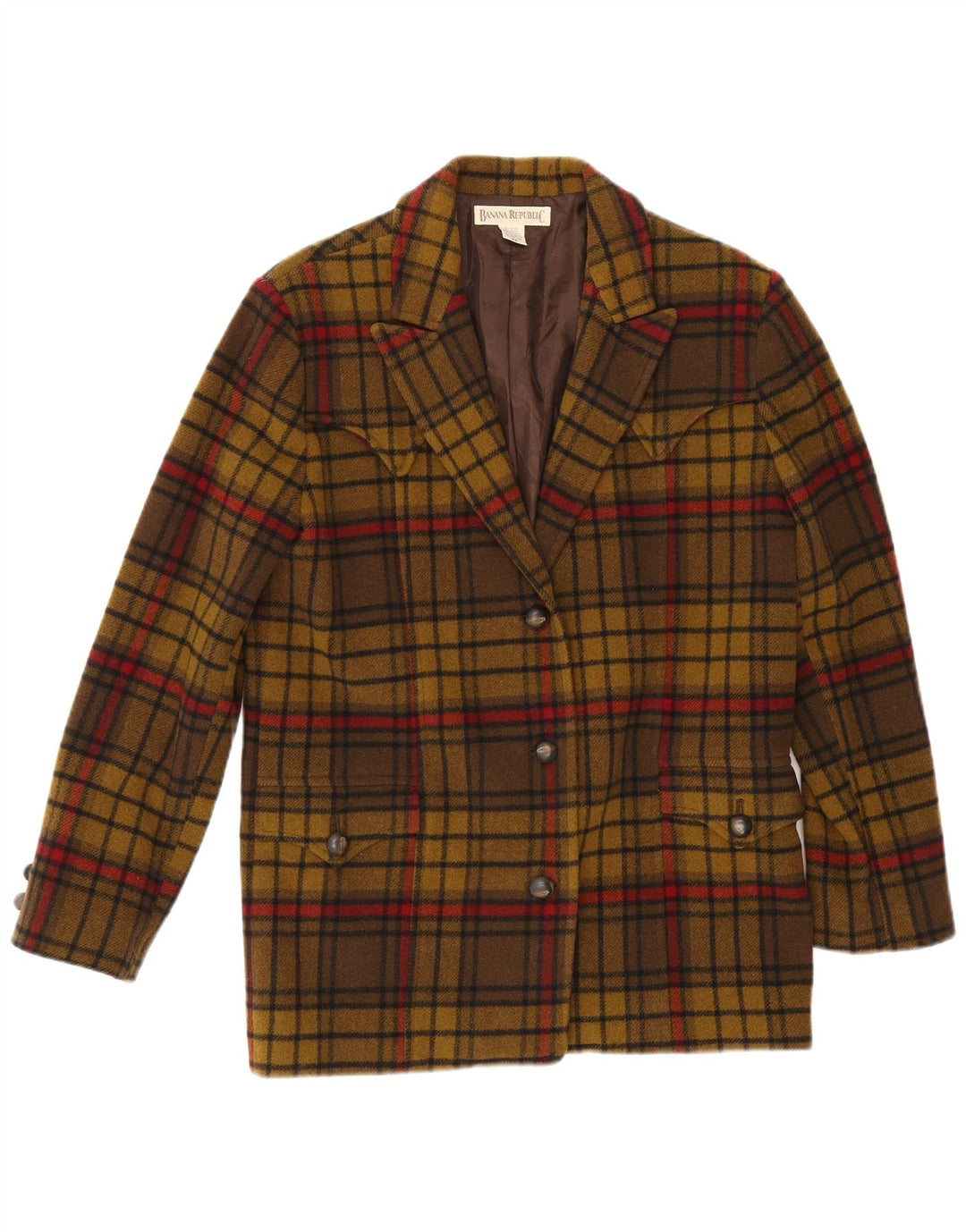 Giacca blazer oversize a 3 bottoni da donna Banana Republic UK 6 XS a quadri kaki