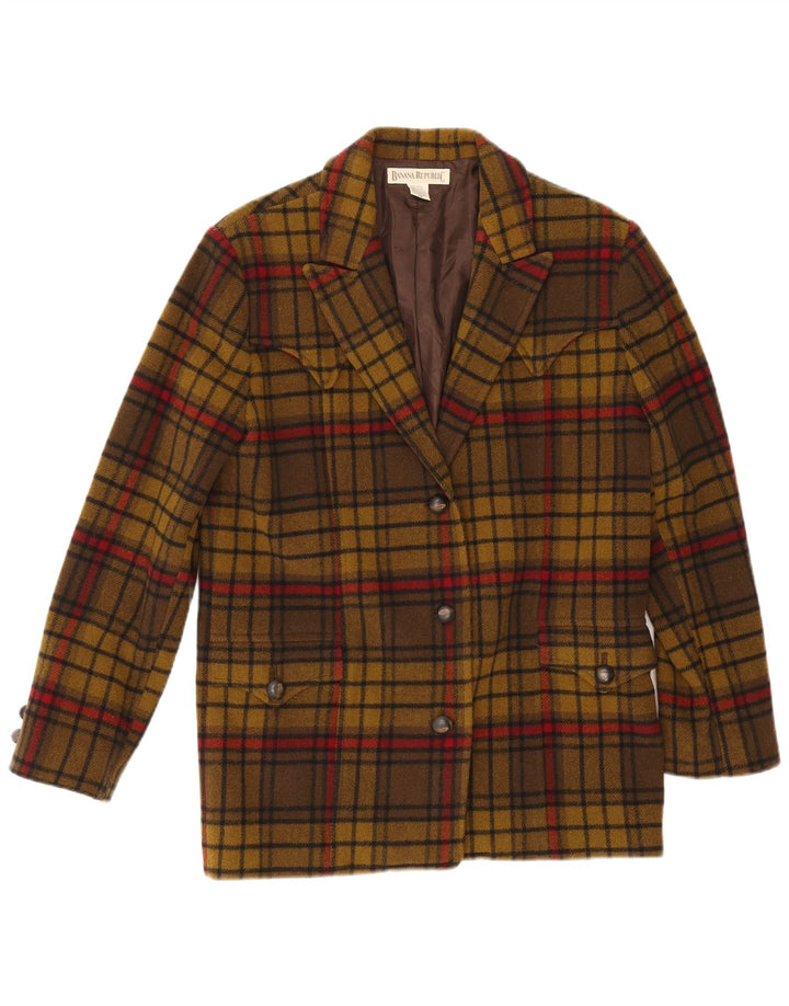 Giacca blazer oversize a 3 bottoni da donna Banana Republic UK 6 XS a quadri kaki