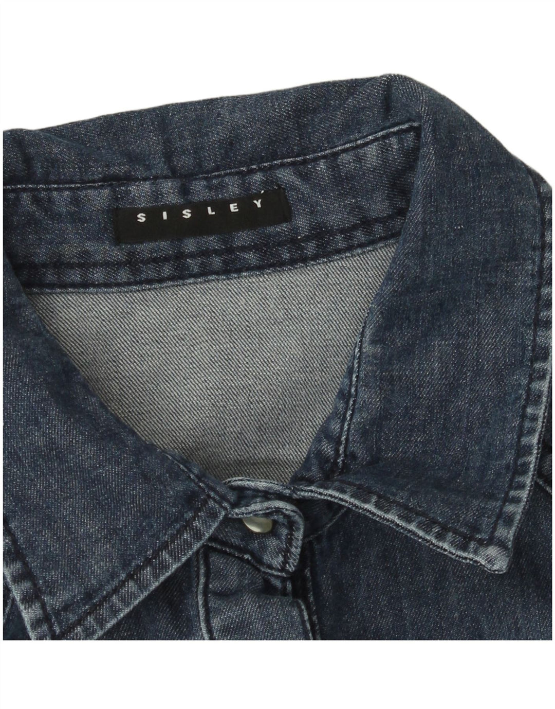 Camicia di jeans da donna Sisley UK 10 Small Blu Navy