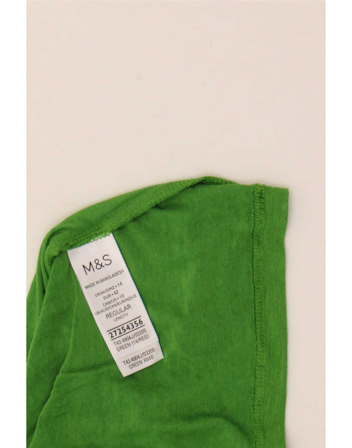 Marks & Spencer Top da donna a maniche lunghe UK 14 Large Green Flecked Modal
