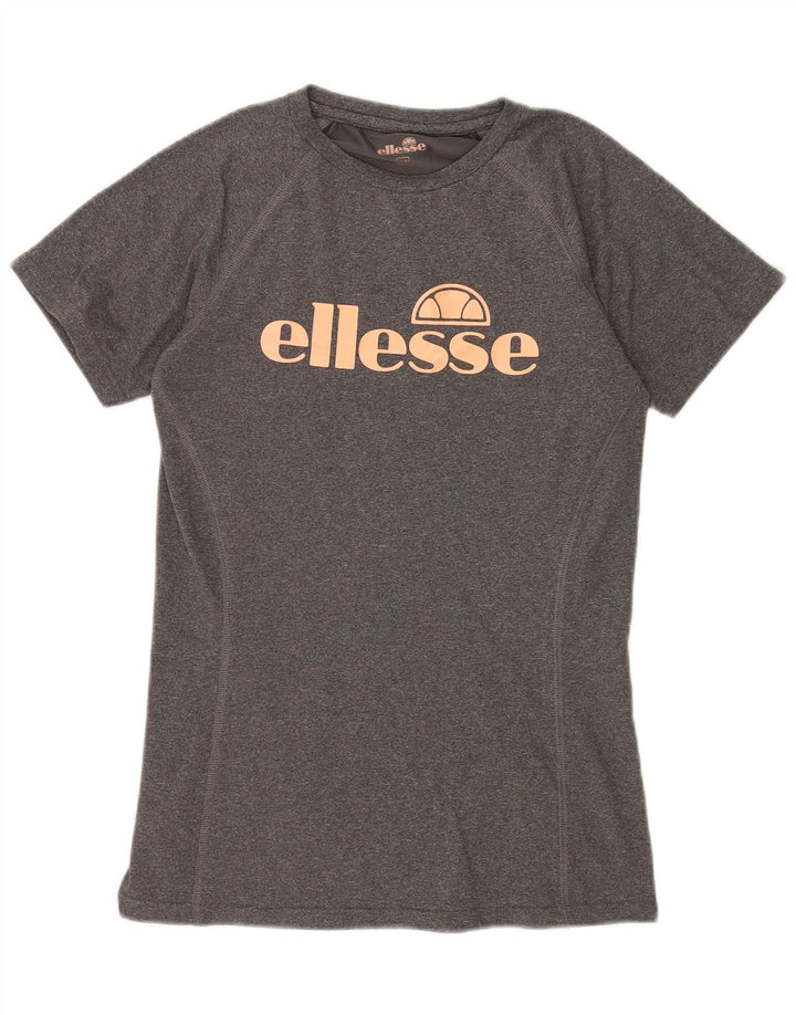 T-shirt grafica da donna Ellesse Top UK 12 Poliestere grigio medio